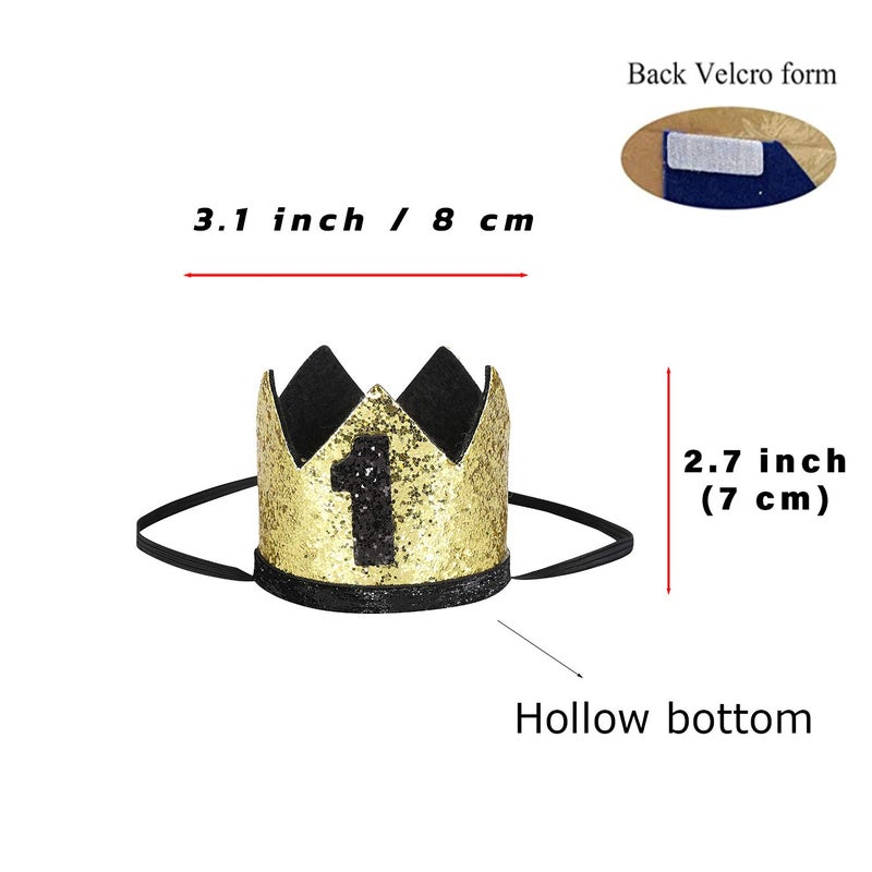 WELROG Baby Boys First Birthday Cake Smash Outfit Bow Tie Suspenders Bloomers Birthday Hat Sparkle Gold Set (Black) - Image 5